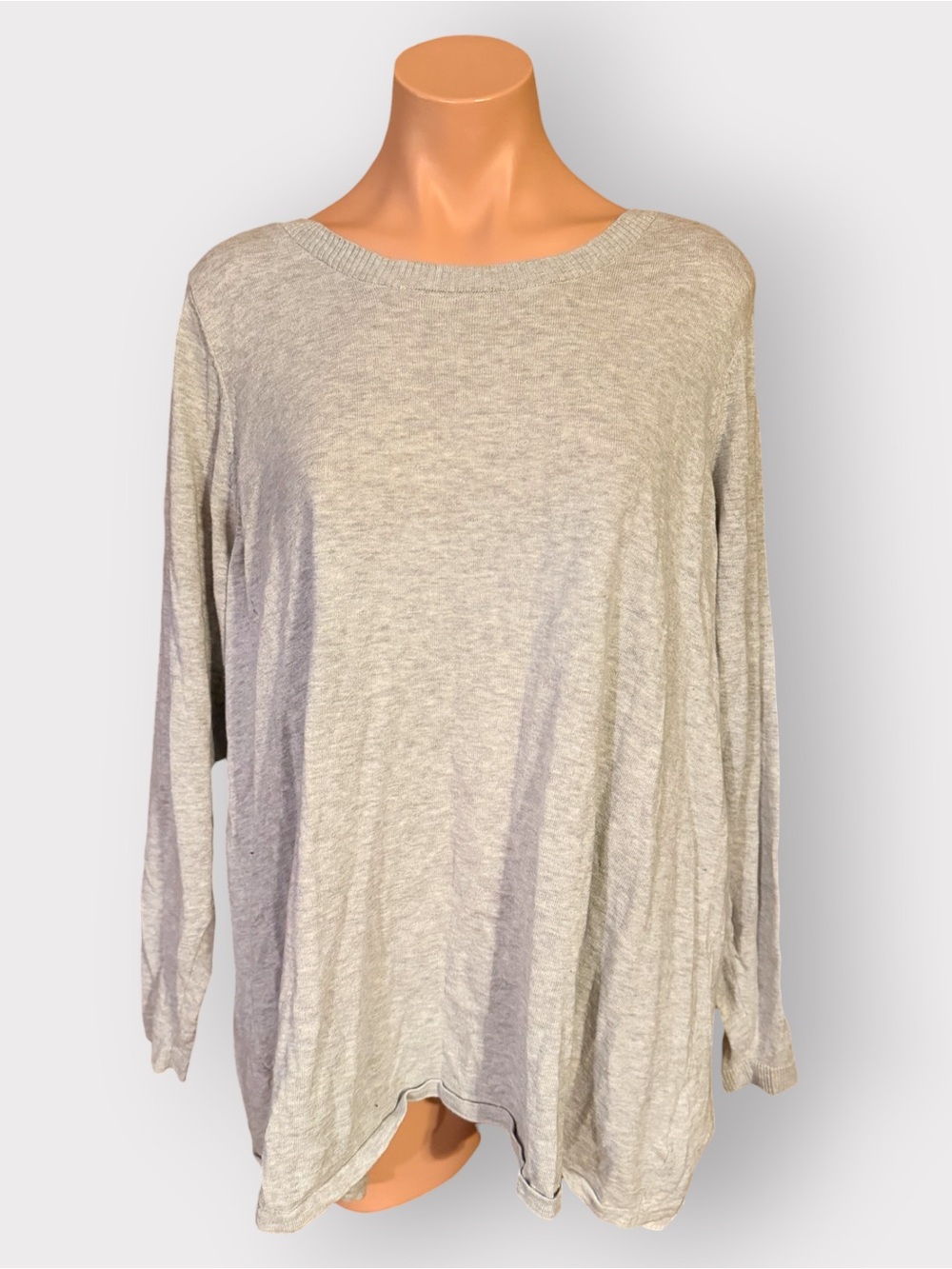 Torrid Women’s 3X Gray Chiffon Ruffle Open Tie Back Knit Sweater Top Tunic